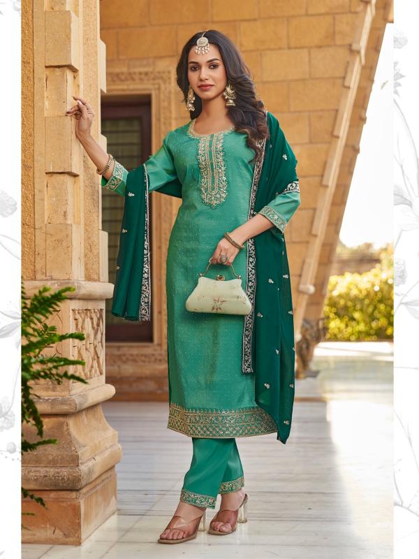 Aanchi goldy roman shimmer 3 pcs straight indian fancy kurtis
