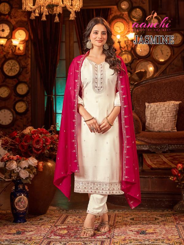 Aanchi jasmine vichitra silk 3 pcs kurti wholesalers in surat