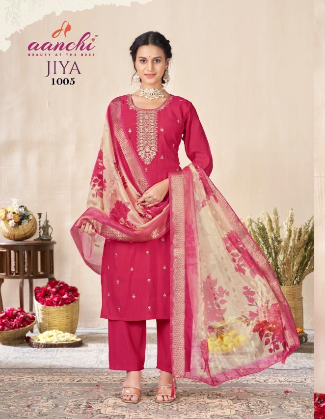 Aanchi jiya roman silk straight 3 pcs surat kurti shop