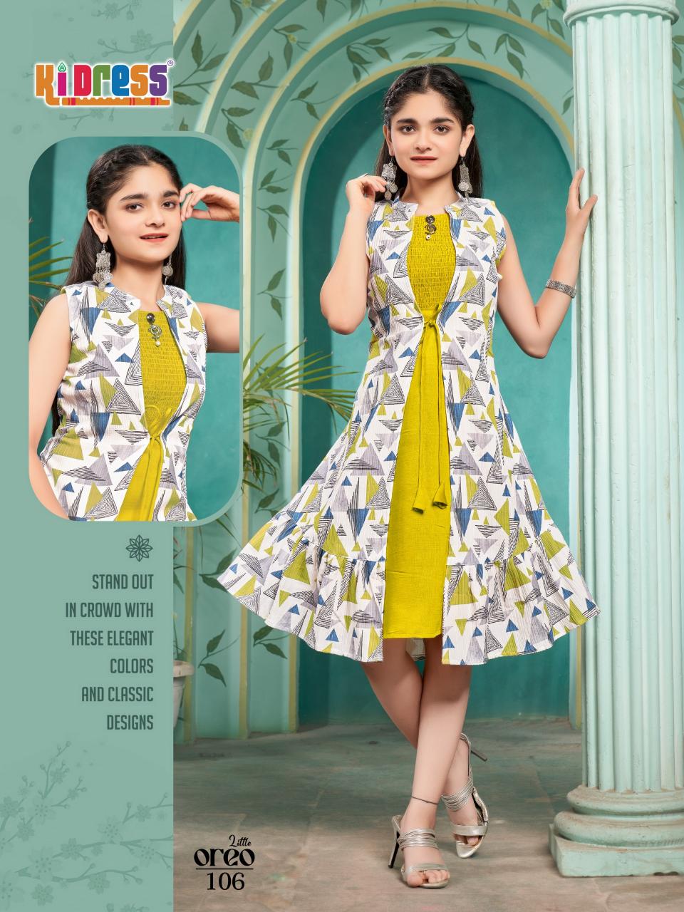 Aanchi little oreo sugarcan vatican flair kids modern indian kurtis