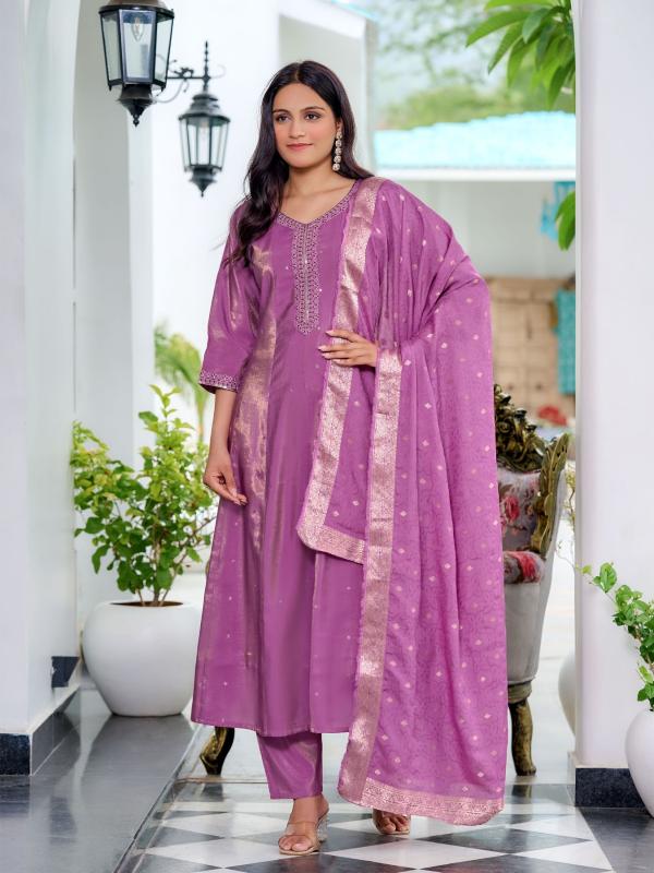 Aanchi morni roman shimmer flair 3 pcs embroidered ethnic kurtis online