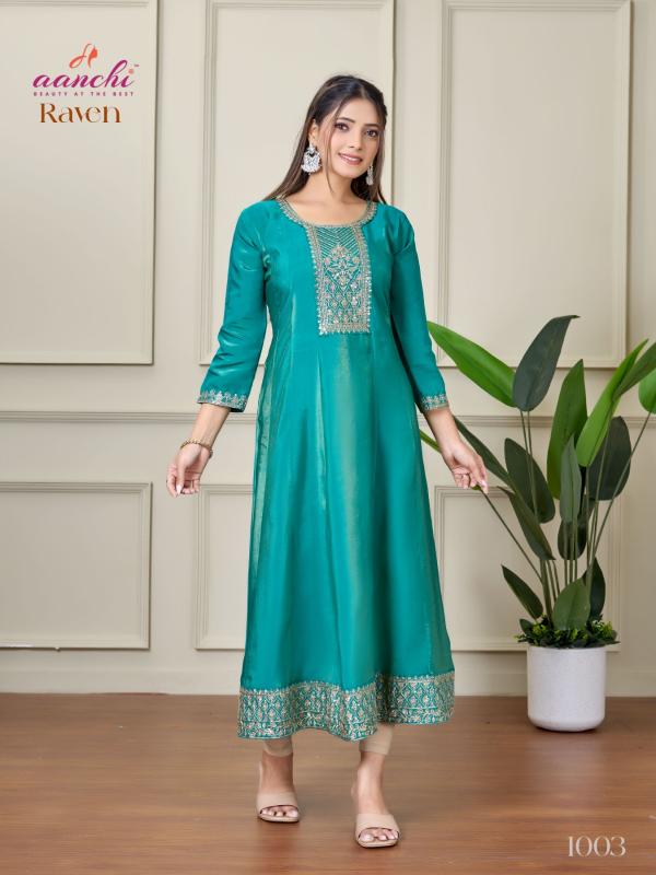 Aanchi raven roman shimmer flair indian kurti store
