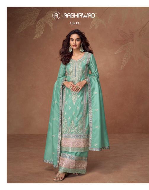 Aashirwad creation organza simar silk indian wedding salwar suit 
