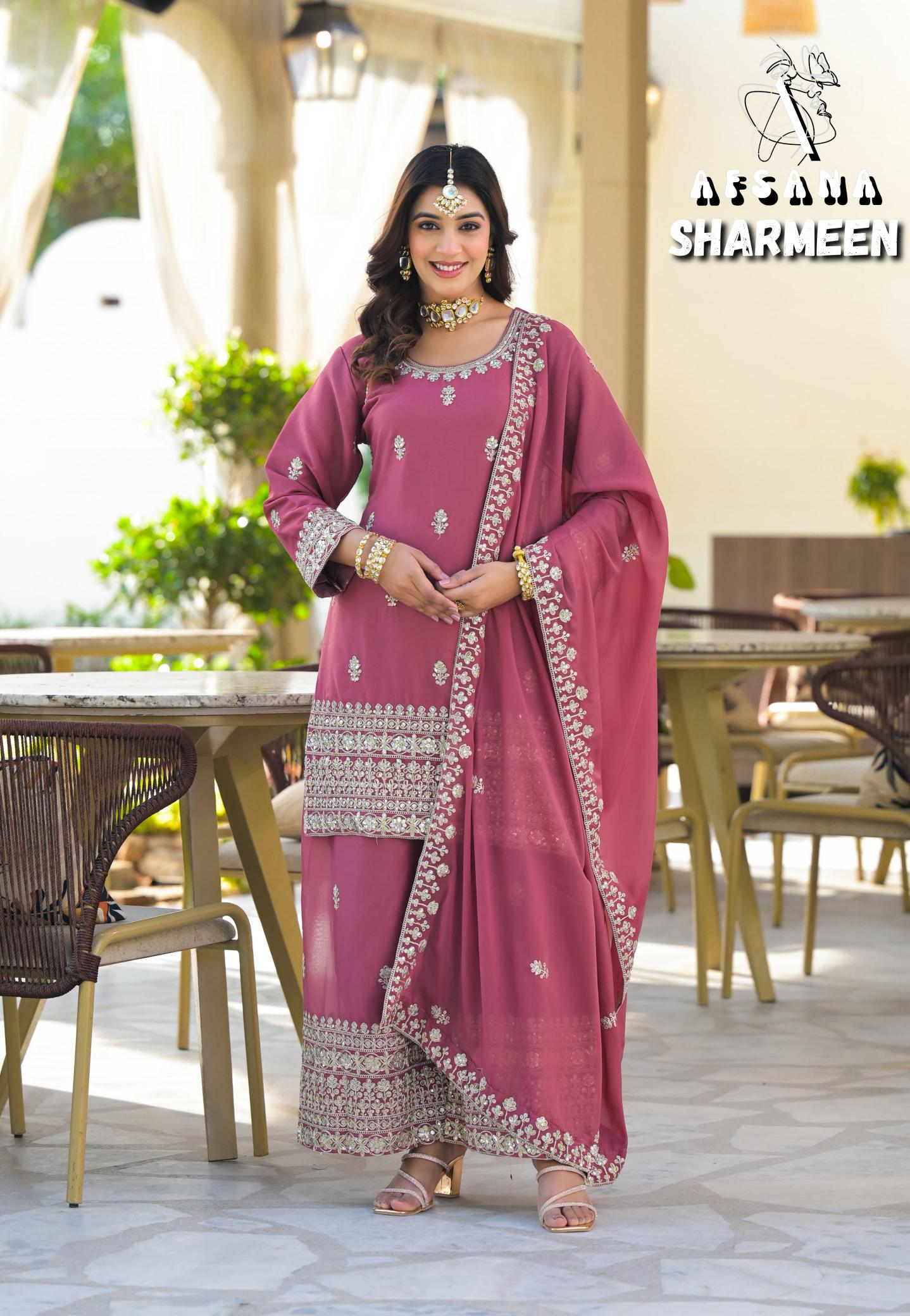 Afsana sharmeen 2 simmer georgette wholesale salwar kameez catalogue eid collection
