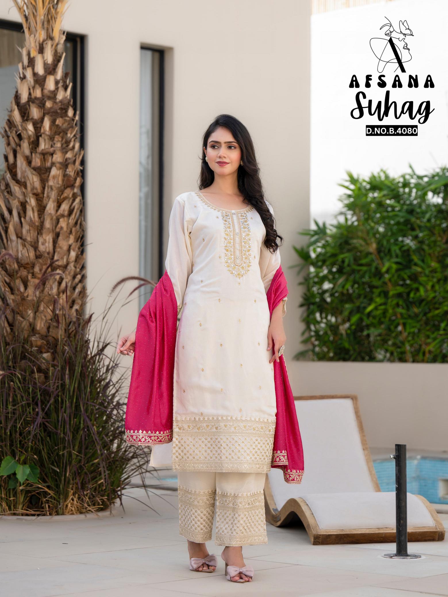 Afsana suhag colours edition premium vichitra indian hand embroidery designs for salwar suits