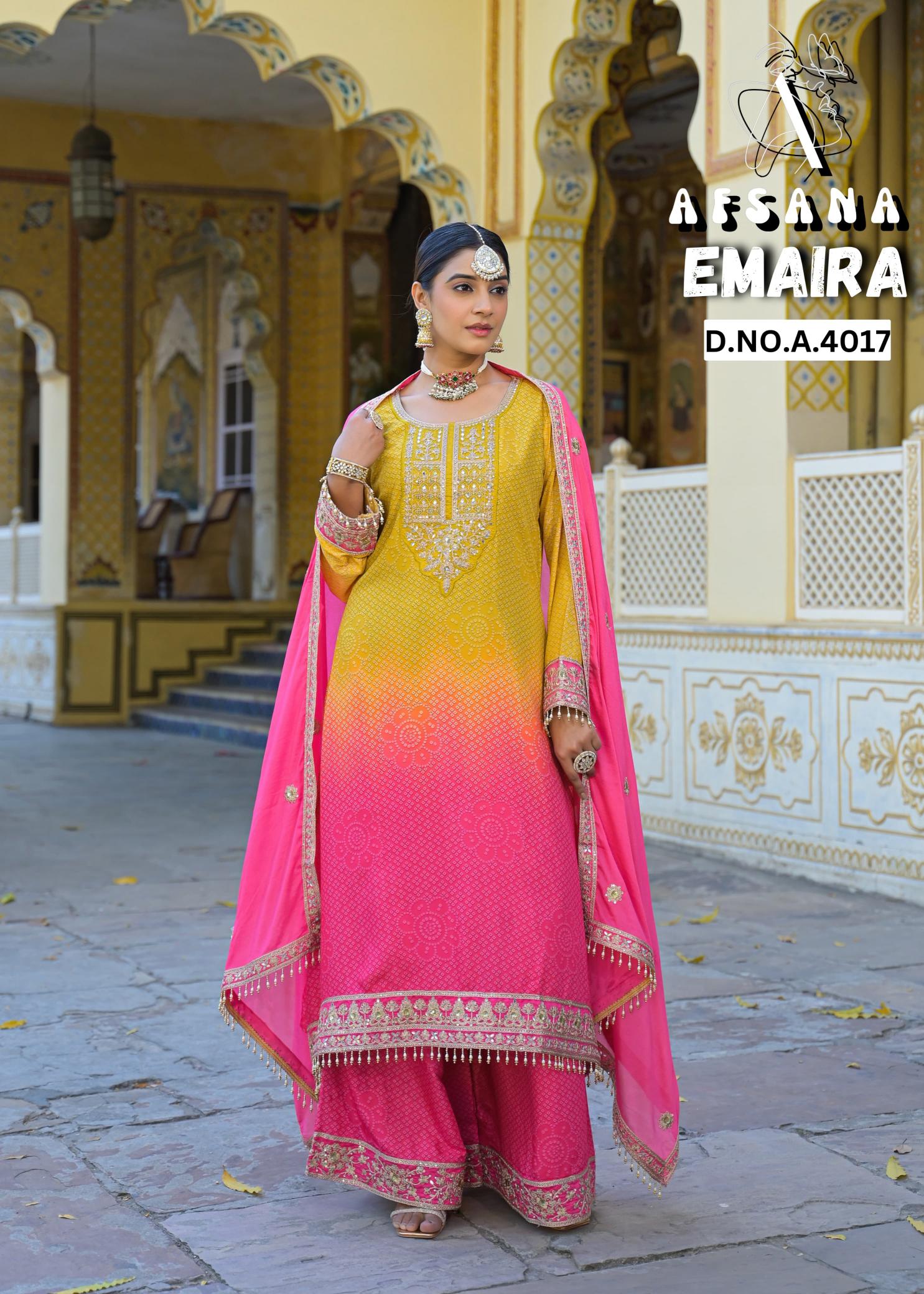 Afsnana emaira viscose crape wholesale catalogue salwar kameez