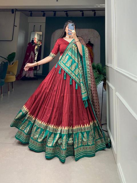 AJRAKH Tussar Silk wholesale lehenga price