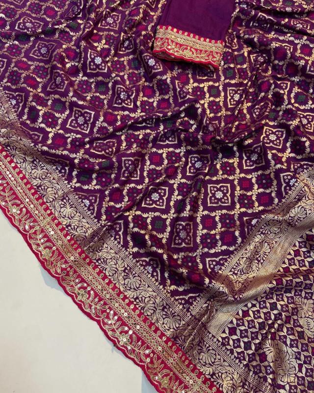 Akshara soft russian bandhej silk pattu sarees in surat wholesale
