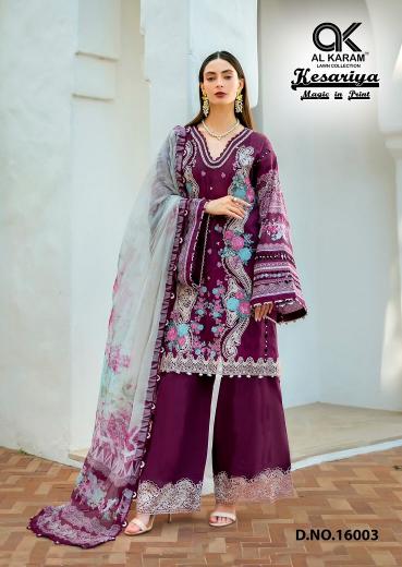 Alkaram kesariya vol-16 printed karachi best cotton dress material online india