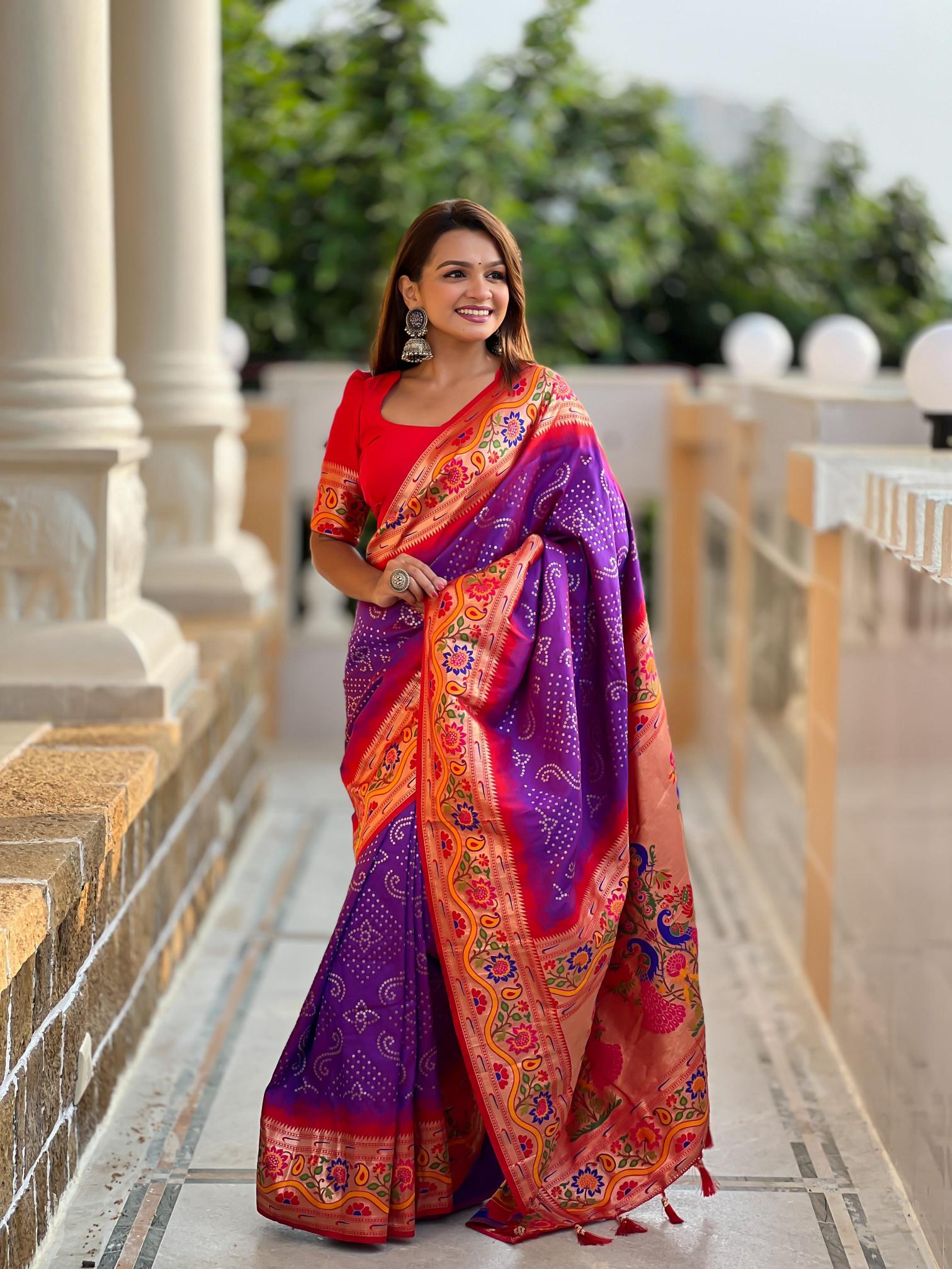 Anupama bandhani paithani rakhi special wholesale saree manufacturers in surat