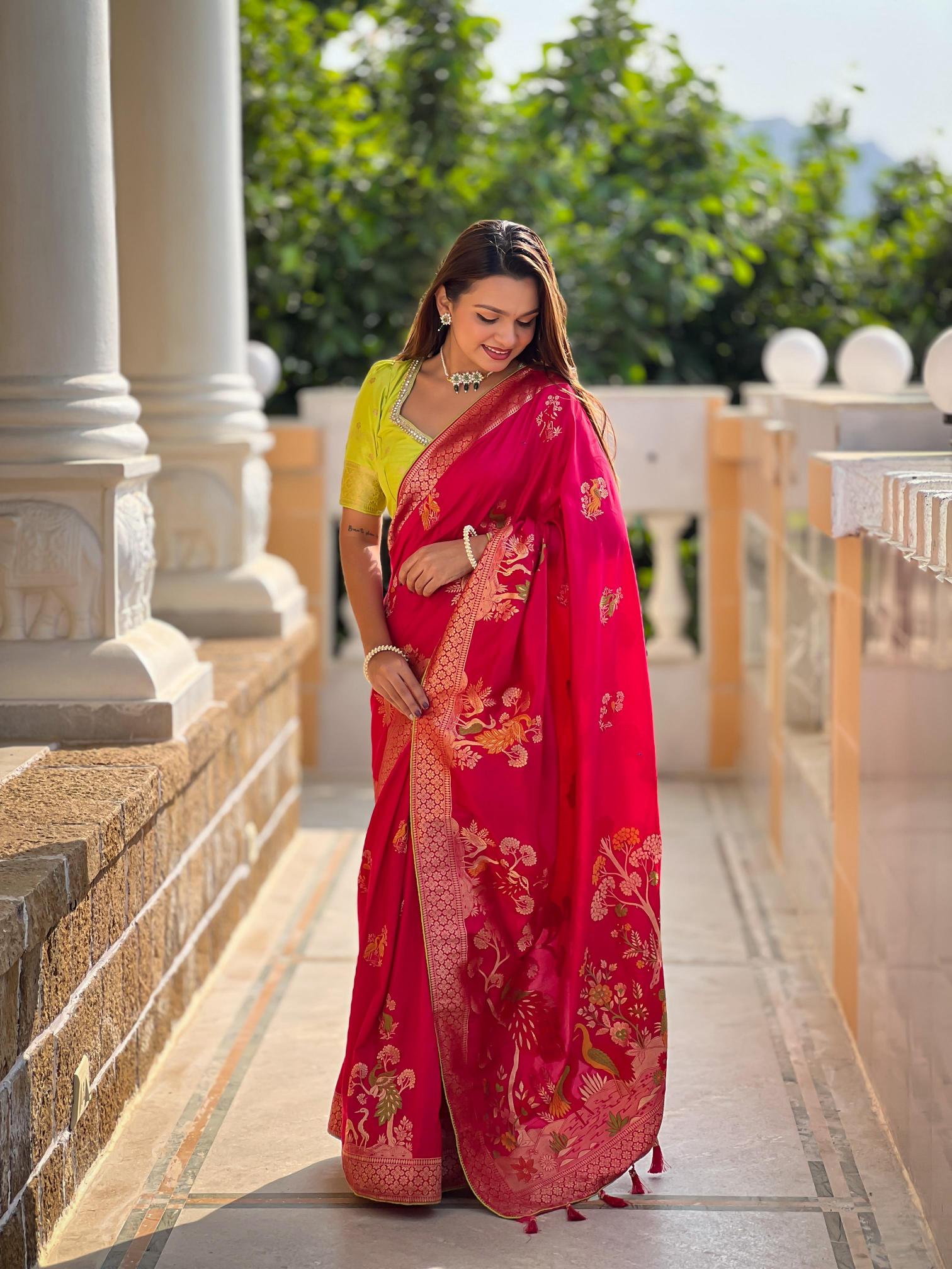 Anupama dolla morni pure viscose dolla silk stylish indian saree