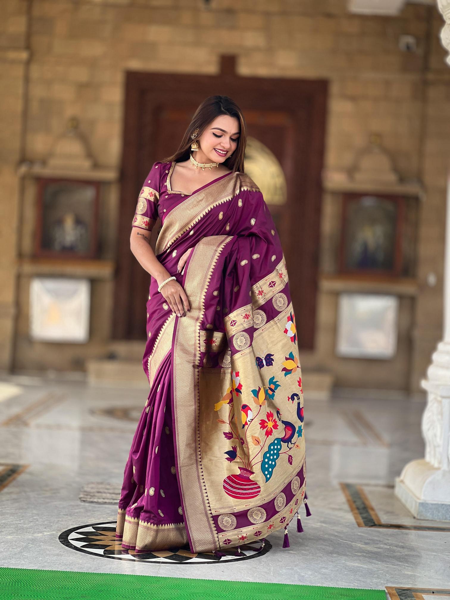 Anupama matka paithani silk peacock design wholesale sarees in surat with low price