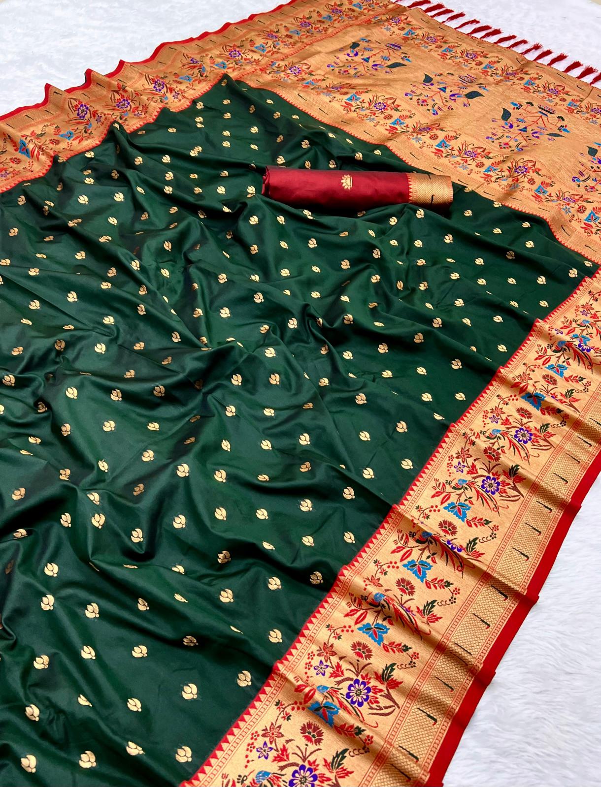 Anupama sangam paithani soft silk contrast blouse sarees wholesale in surat
