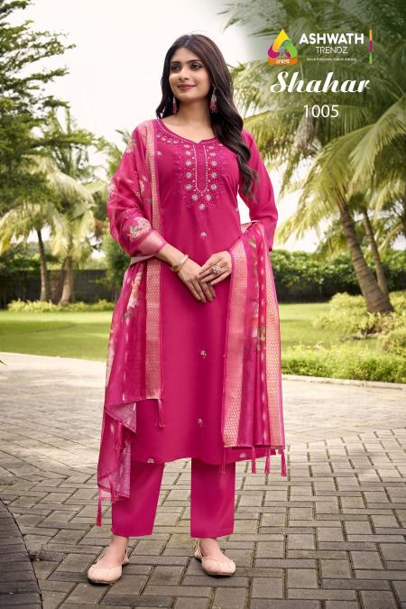 Ashwath shahar roman silk 3 pcs ladies kurti manufacturer in surat