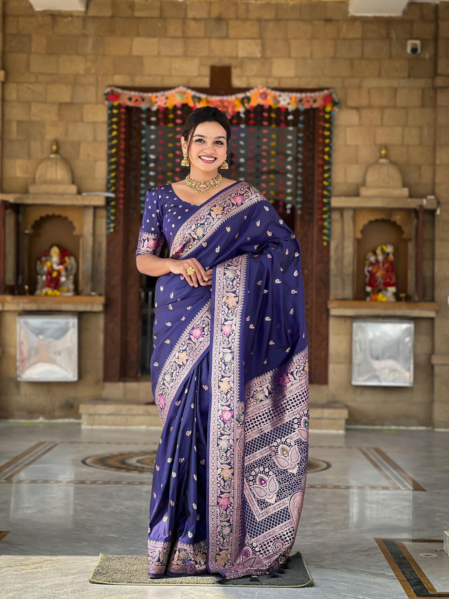 Banarasi-5 soft silk zari and meenakari designer saree india