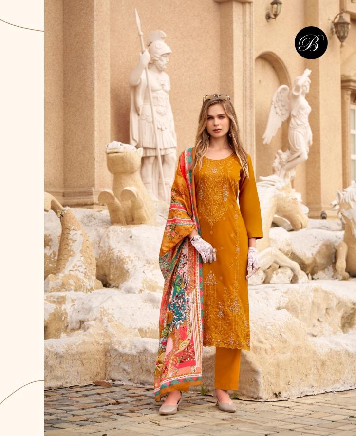 Belliza designer studio zarqash vol 7 heavy jam beautiful indian dress material 