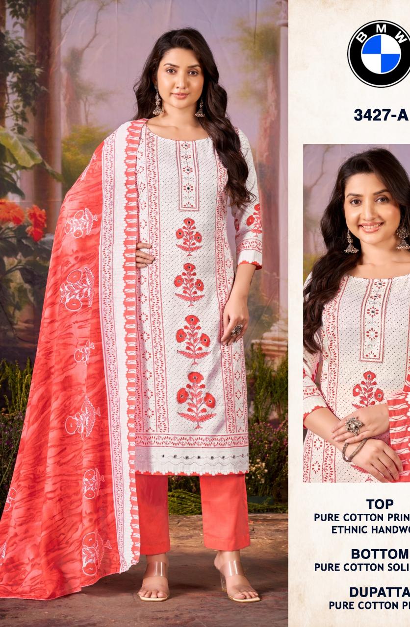 Bipson prints bmw 3427 cotton print traditional indian dress material 
