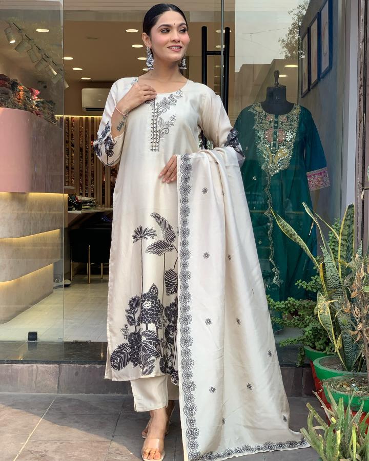 Bitto chhavi chinon silk 3 pcs wholesale clothing suppliers india online