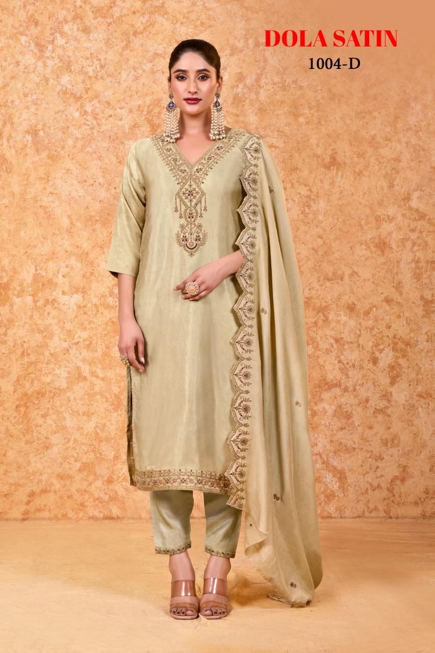 Bitto dola satin straight 3 pcs kurti for women manufacturer