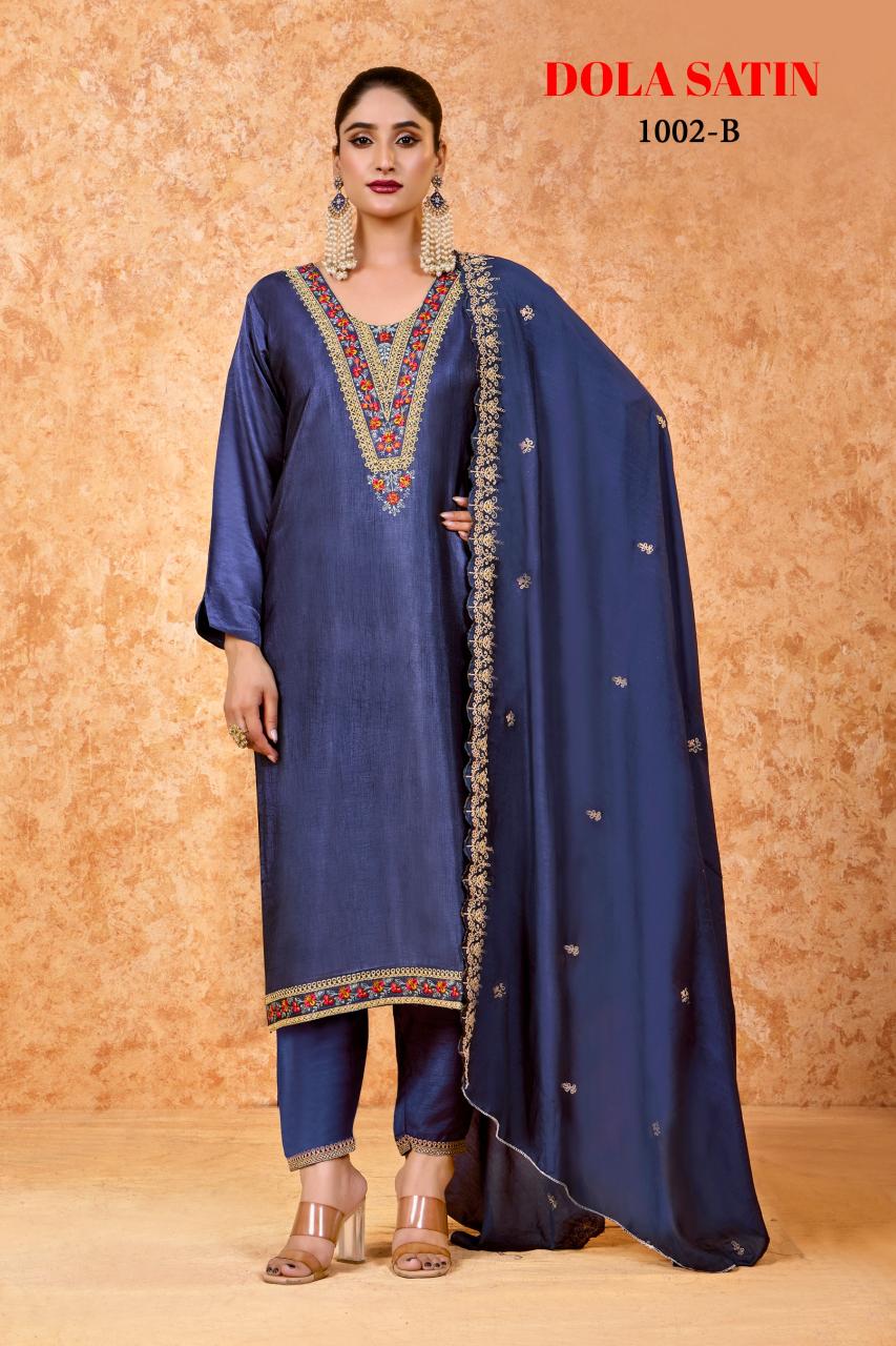 Bitto dola satin straight 3 pcs kurti supplier