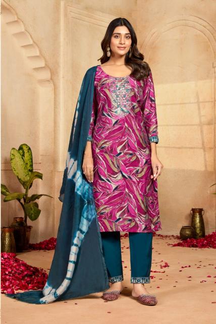 Bitto modal print neck design 3 pcs kurti set manufacturer