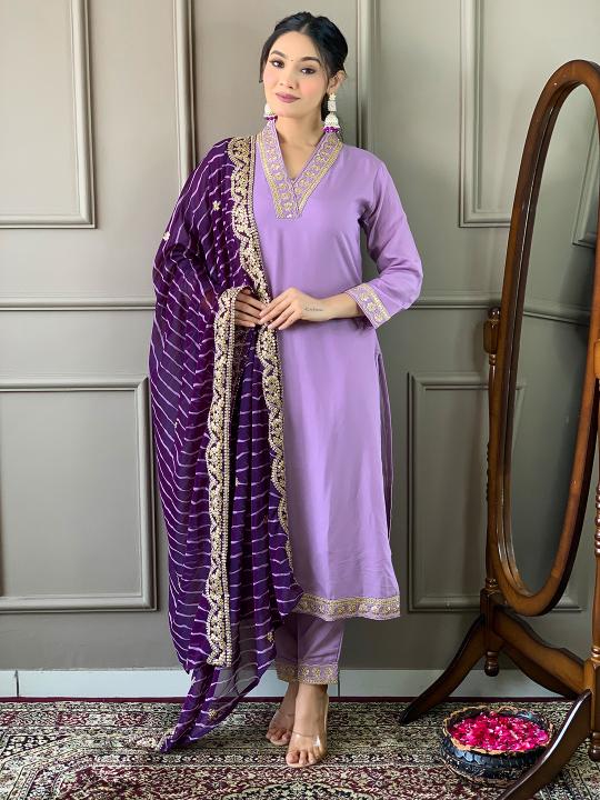 Bitto NK 450 viscose silk blend purple v neck indian kurti store