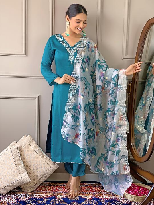 Bitto NK468 rama v neck viscose straight designer ethnic kurtis online
