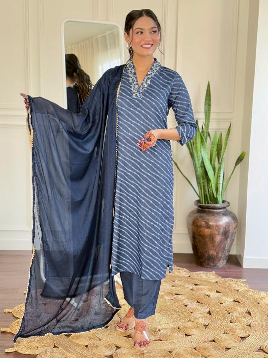Bitto shreevalli navy muslin 3 pcs surat wholesale kurtis
