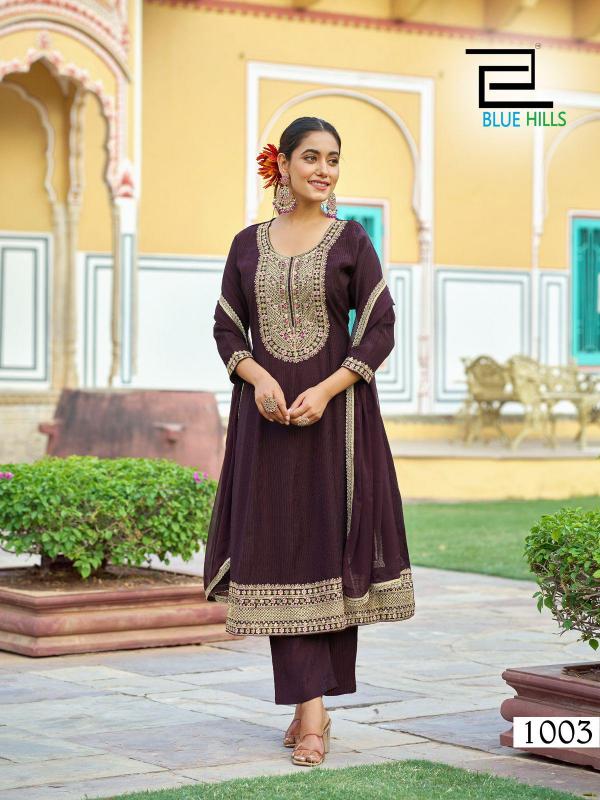 Blue hills mumtaz long anarkali rayon dobby 3 pcs kurti manufacturers in surat