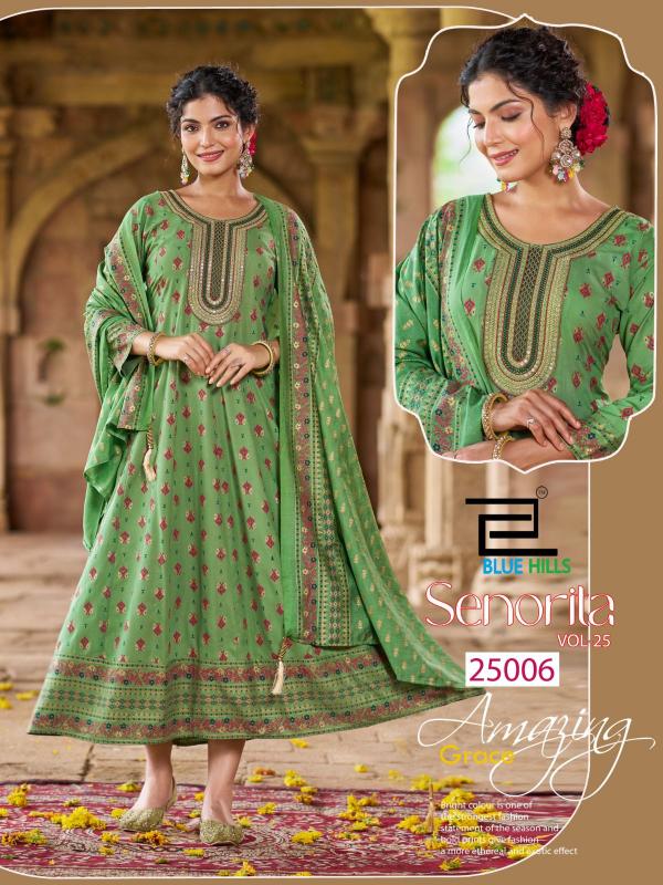 Blue hills senorita vol.25 anarkali gown with dupatta best clothing wholesaler for womens in india