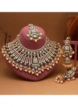 Bridal Wear Gold Color Meena Work Kundan wholesale imitation jewellery manufacturers