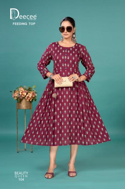 Deecee beauty queen rayon print feeding wholesale kurti surat