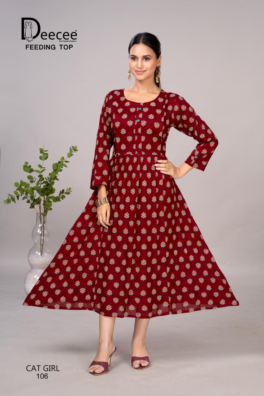 Deecee cat girl rayon print feeding kurti online wholesale clothing distributors