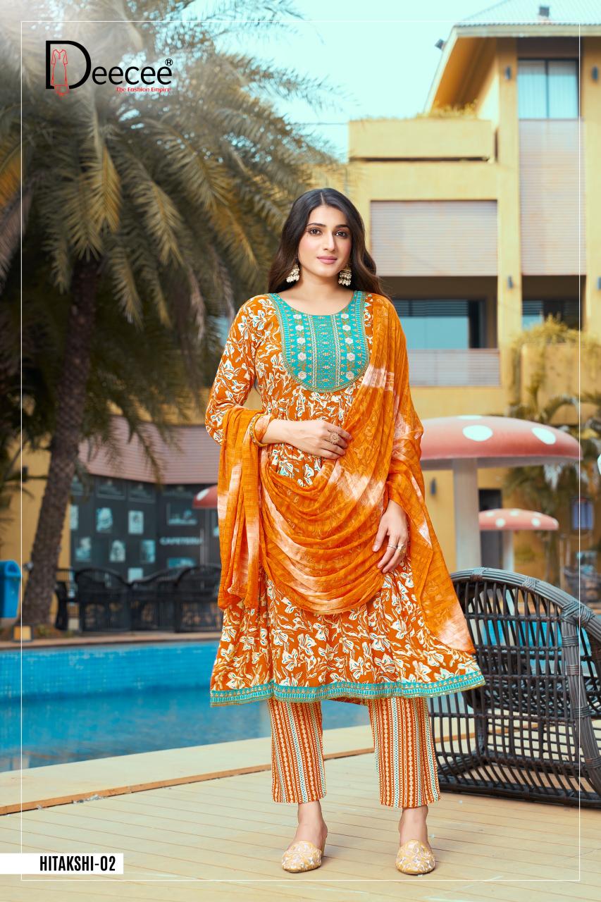 Deecee hitakashi rayon foil print 3 pcs kurti gujarat wholesale market online