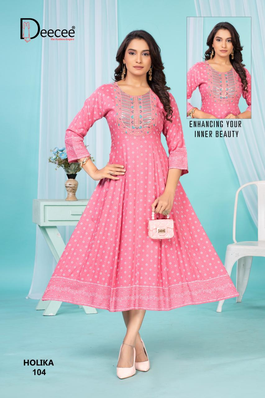 Deecee holika heavy rayon anarkali style kurti dealers in surat