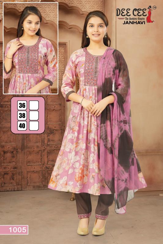 Deecee janhavi modal silk kali style 3 pcs indian kurtis wholesale