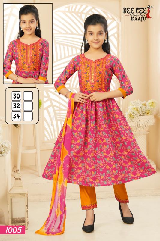 Deecee kaaju modal silk kali style 3 pcs indian long kurti designs