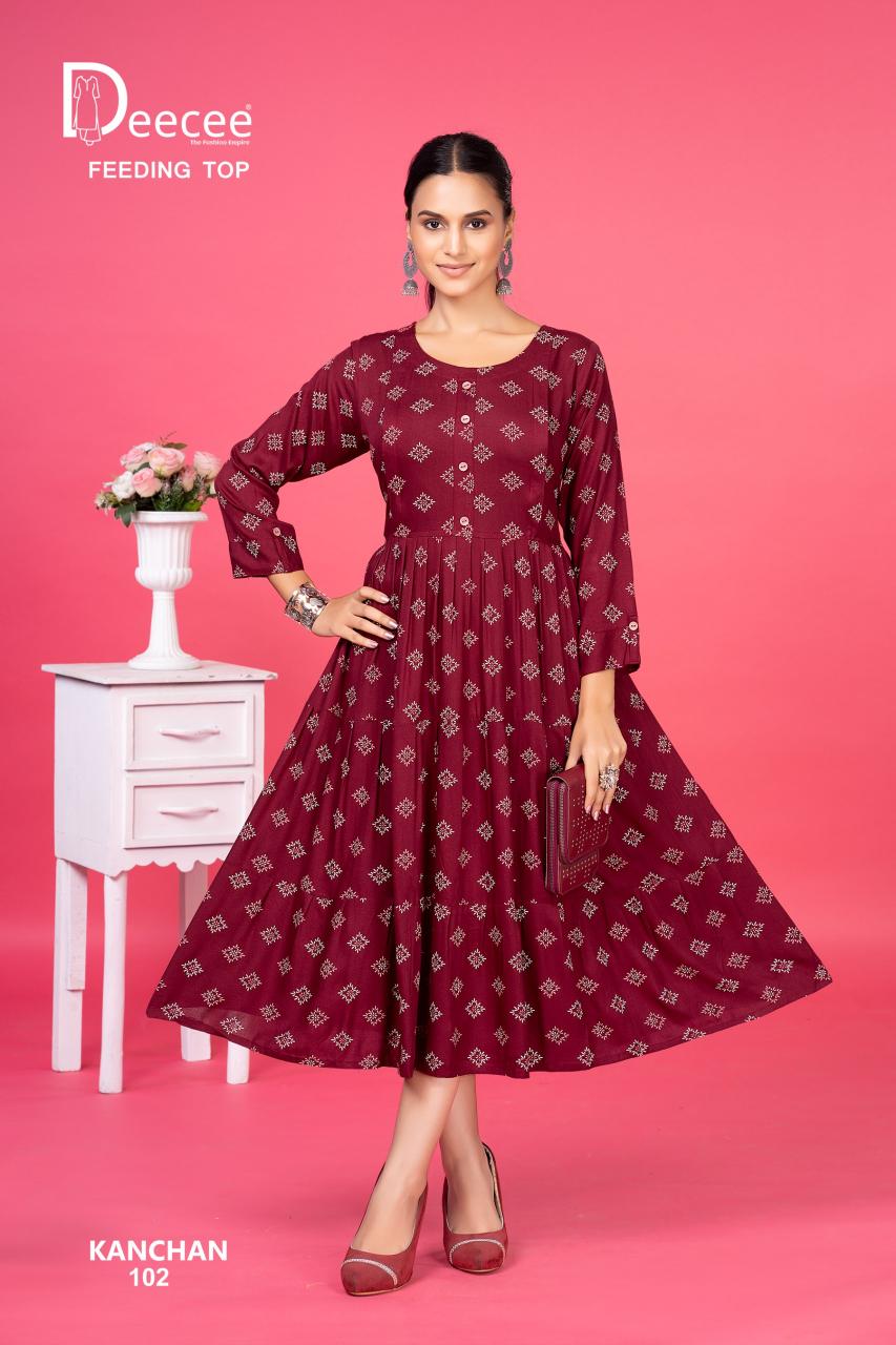 Deecee kanchan rayon print flared feeding india clothing wholesale suppliers