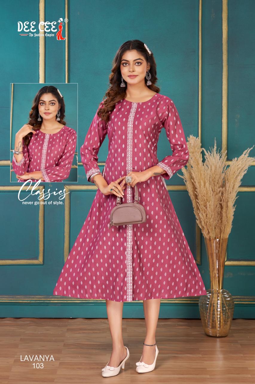 Deecee lavanya roman silk flared kurti wholesale women clothing online