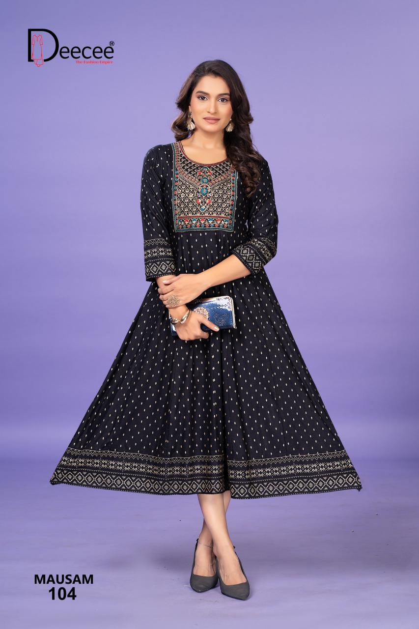 Deecee mausam heavy rayon anarkali style best wholesale kurti market in surat