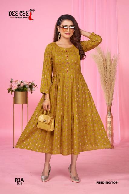 Deecee ria rayon print feeding kurti suppliers in india