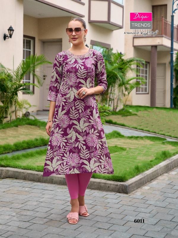 Diya gardencity vol-6 rayon printed straight kurti ladies dresses wholesale