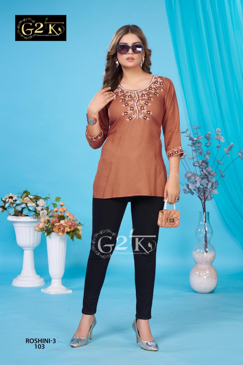 G2K roshini vol 3 amazaing rayon indian short kurtis online usa