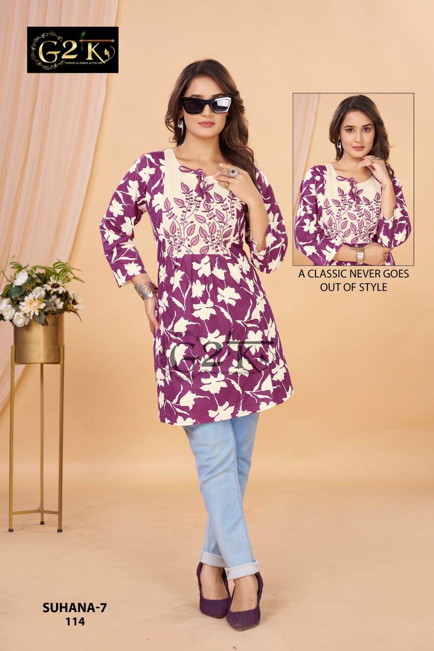 G2K suhana cotton flex short top kurti wholesale online clothing