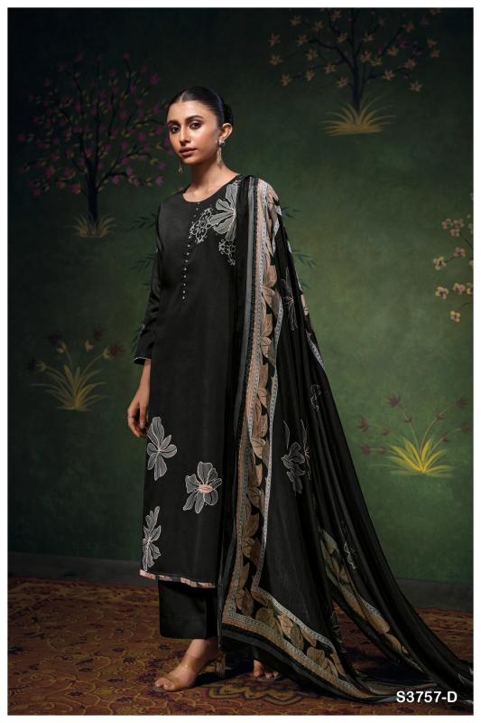 Ganga delara 3757 cotton satin printed dress material sets india