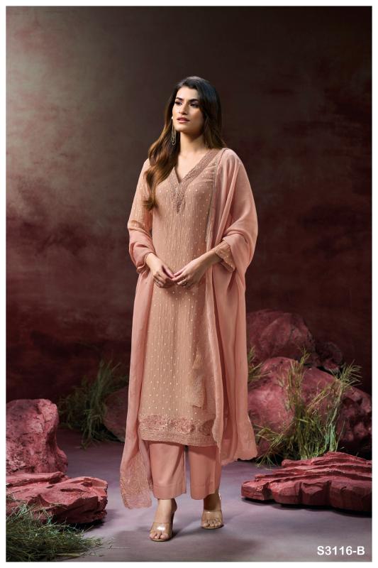 Ganga eari 3116 viscose wrinkle best designer dress material in india