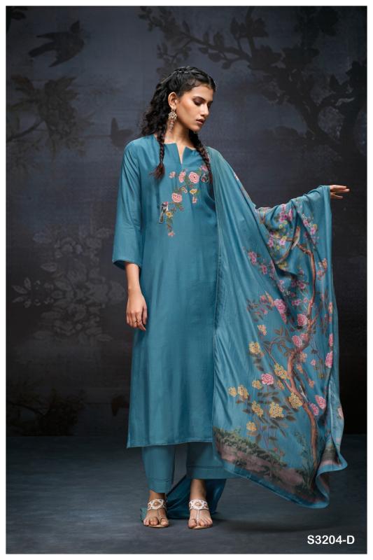Ganga elaine 3204 pure bemberg silk india dress material design
