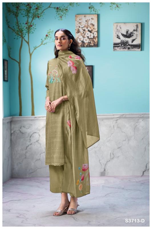 Ganga elowen 3713 cotton satin print indian formal dress material 