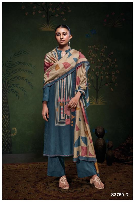 Ganga eshleen 3759 cotton satin printed dress material in india