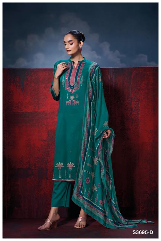 Ganga fiyoni 3695 cotton satin printed latest indian dress material 